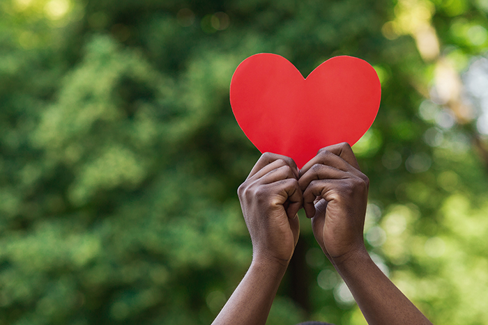 Hands holding a heart shape