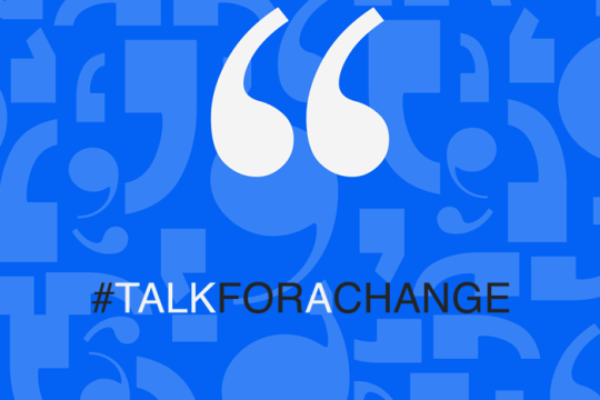 graphic with the hashtag #talkforachange