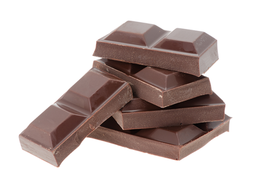 Photo of 5 pieces of chocolate stacked on top of each other