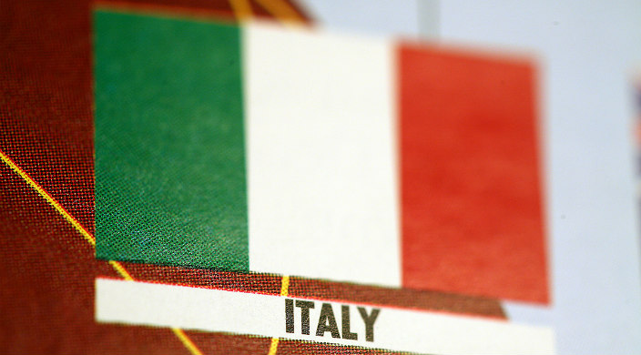 Italian flag/banner with Italy written underneath