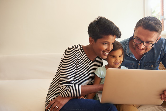 family looking at virtual events