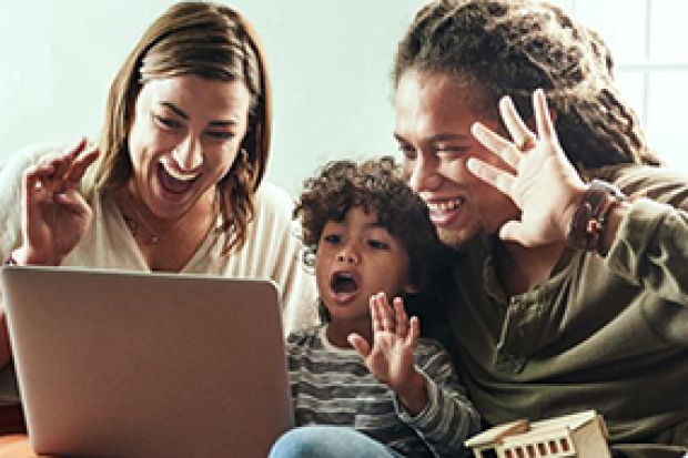 family on computer