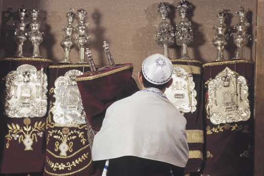 bar mitzvah holding scrolls